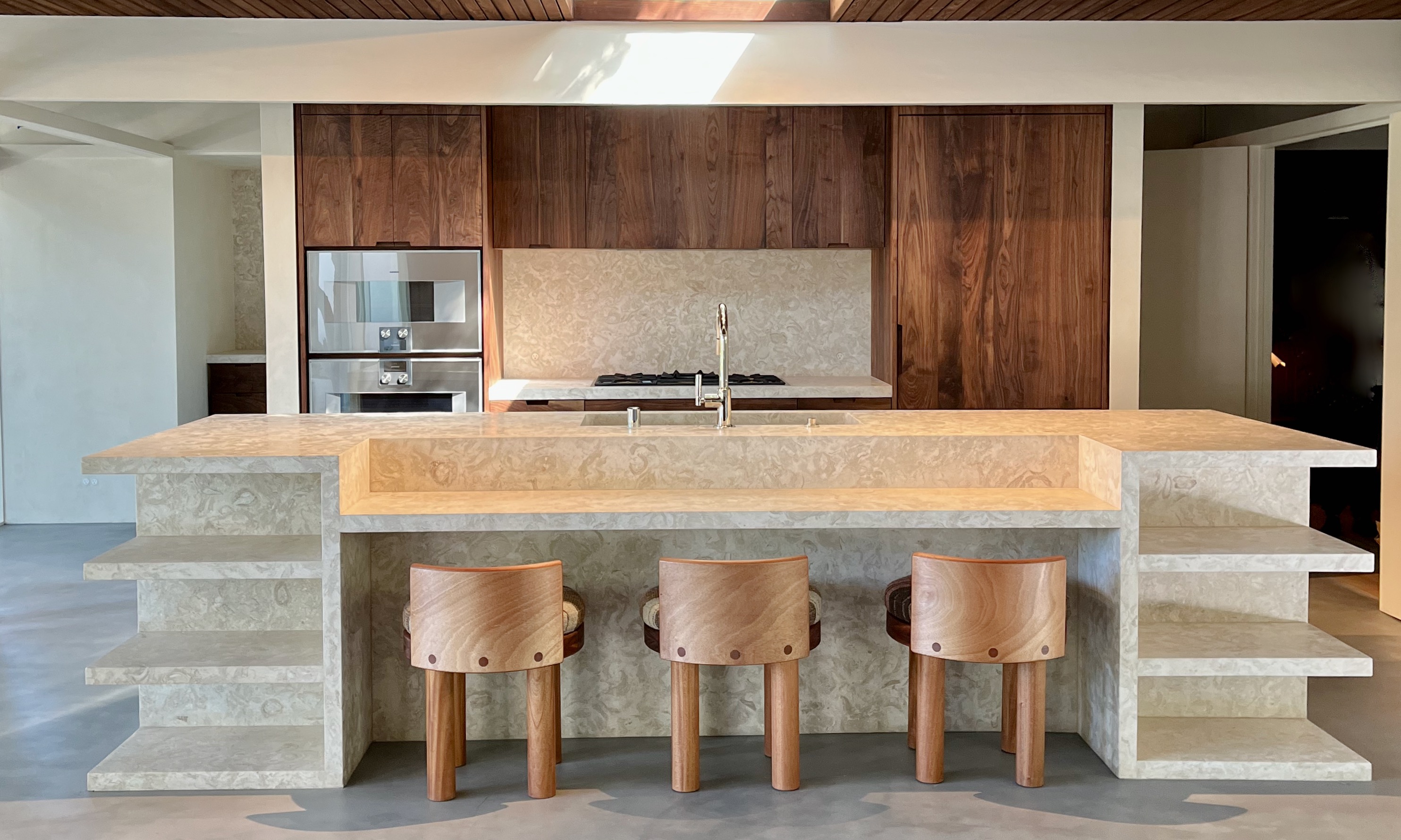 walnut wood kitchen cabinets